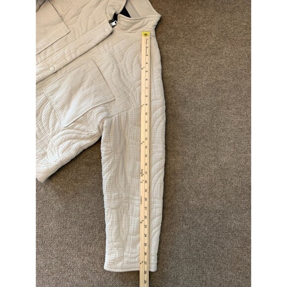 7 For All Mankind Quilted Cropped Jacket Womens L Lined Cotton Puffer - Picture 7 of 9